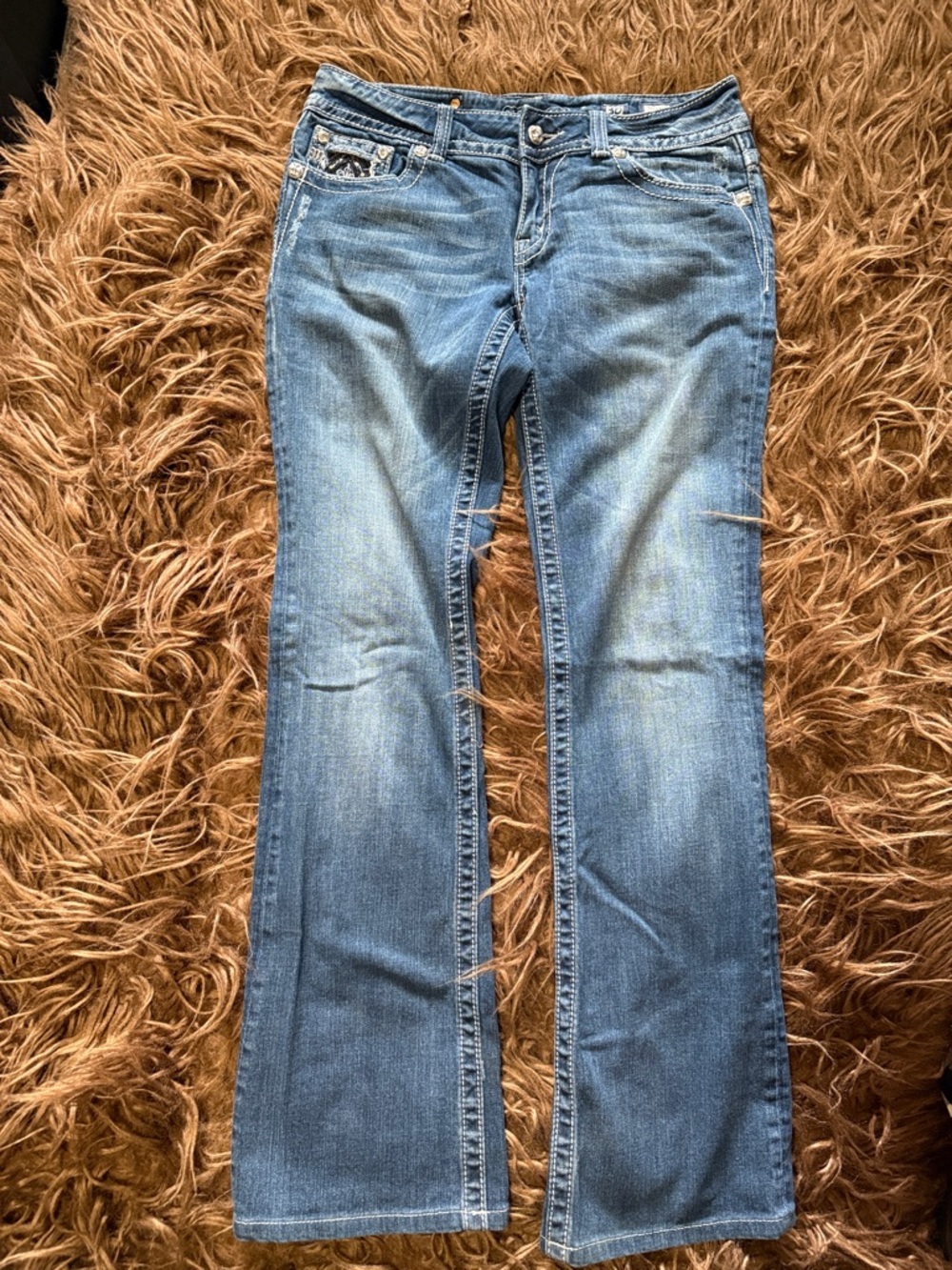 Miss Me Embellished Light Blue Boot Cut Jeans - Picture 3 of 3